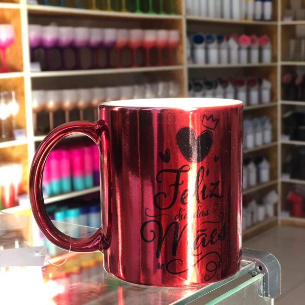 Caneca Cromada de Porcelana 325ML